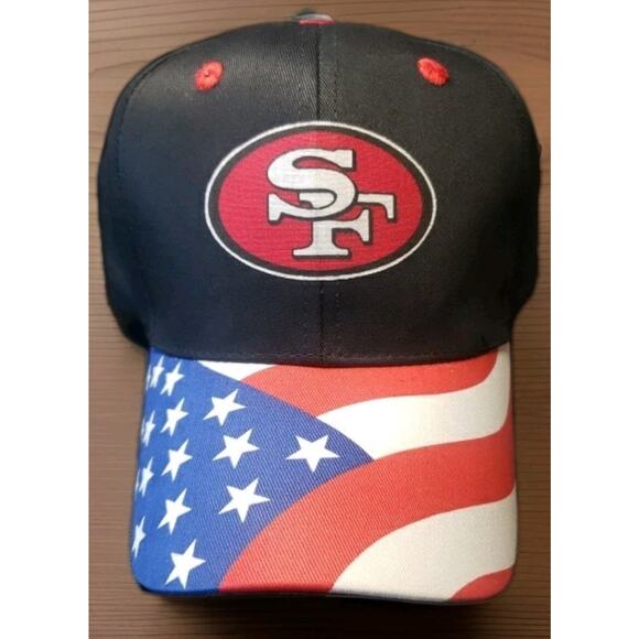 San Francisco 49ers American Flag Splash Hat Cap Vintage 80's 90's - Picture 1 of 11